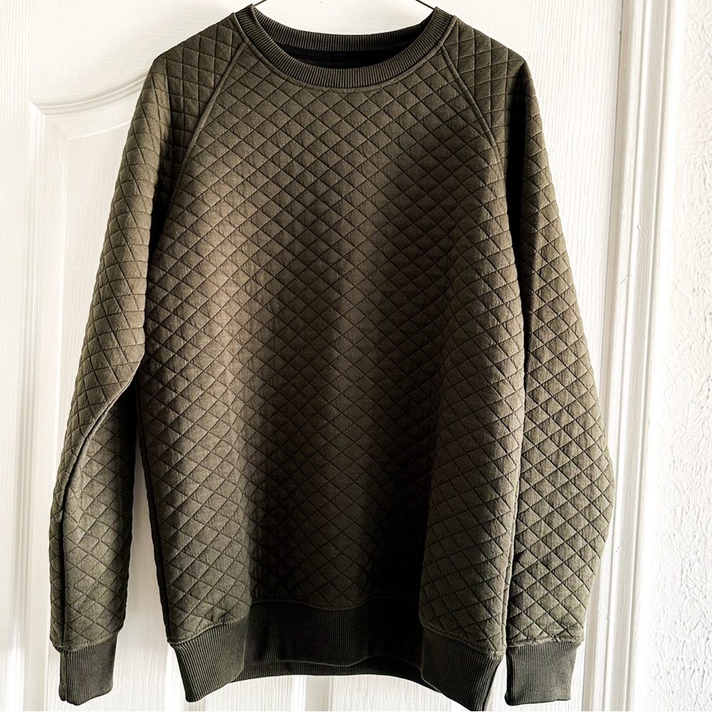 NOMAD Quilted Dark Green Crewneck Sweater size s